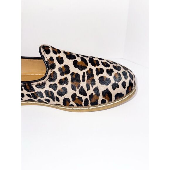 CHARIX Leopard Slip On Flat Loafers Comfort Cushion Leather Cowhide Hair 39/8.5 - Picture 13 of 16